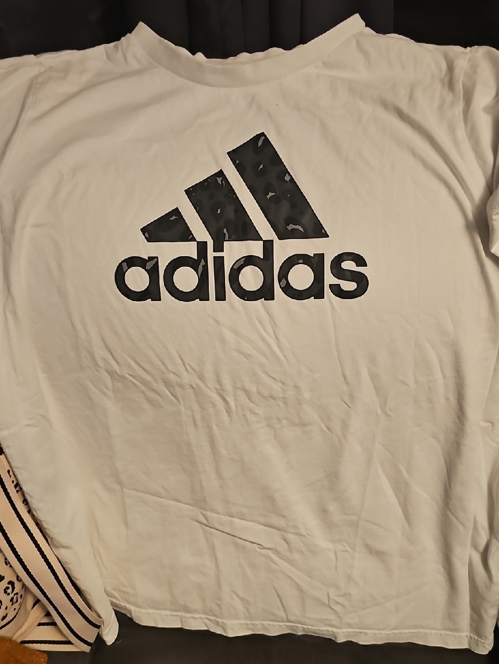 adidas White Short-Sleeve Tee with Black Logo